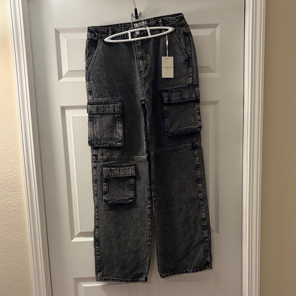 ASOS Black Wide Leg Cargo Jeans